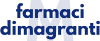 logo blu con una M in trasparenza e il testo sopra "farmaci dimagranti"